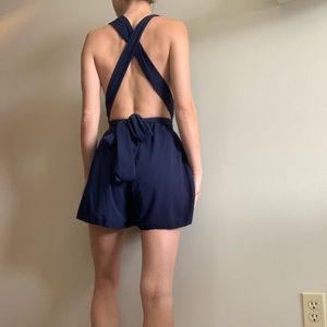 Multi-way wear navy blue backless romper